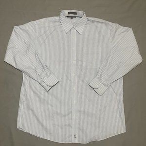 Nordstrom Smart Care Mens Shirt Extra Large 17.5 34-35 Blue Striped 100% Cotton
